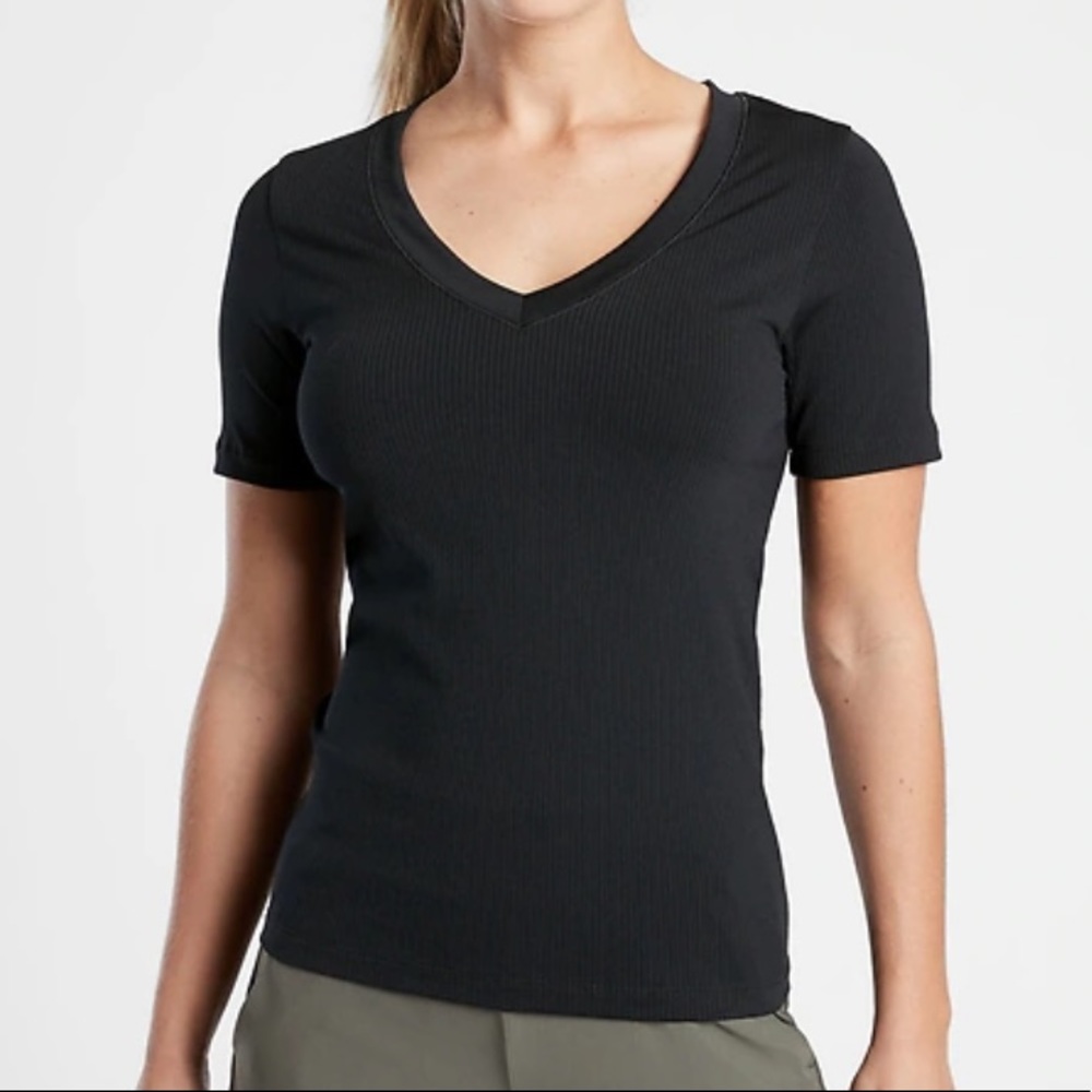 Athleta Renew Seamless Ribbed Tee Black